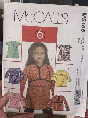 McCalls M5456 5456 Girls Blouse Top Shirt Pattern 6-8 *Uncut - Image 1 of 2
