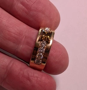 Champagne & Colorless Moissonite 14K Yellow Gold Over Silver Ring Sz10 - Picture 1 of 14