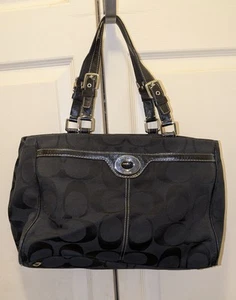 Coach Signature Canvas Tote Purse with Turnlock - Picture 1 of 7