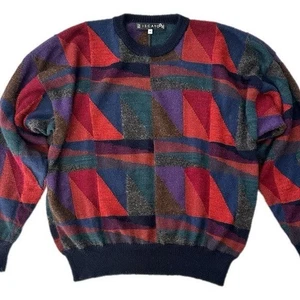 Suéter Pullover Vintage Iscayo Alpaca Geométrico Multicolor Bloque de Color, M - Imagen 1 de 7