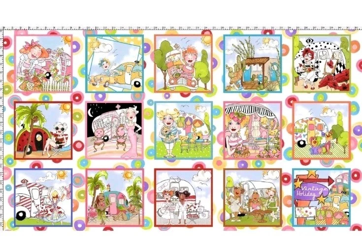 Loralie Designs - Vintage Holiday Quilting and Crafting Panel With Camper - Image 1 of 1