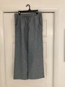 L.L. Bean Damen Premium waschbare Leinen Pull-On Hose hell mariner Größe 12 - Bild 1 von 8