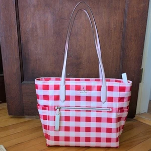 Kate Spade Chelsea The Better Nylon Large Tote Gingham Check Print Pink Multi - Bild 1 von 7