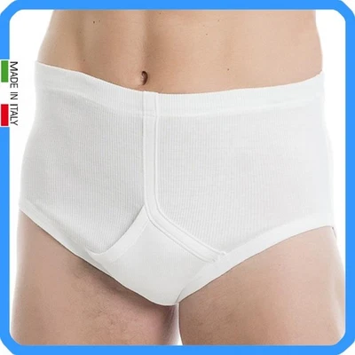 Mutanda da Uomo Slip a Costine Con Apertura Vita Alta Cotone Aperto Costina Alto - Immagine 1 di 4