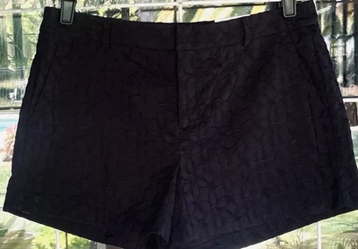 "Nuevos pantalones cortos chinos bordados con flores negros talla 8 32"" cintura" Foto 1 de 3