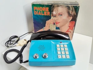 Teléfono Raro De Colección en Caja Original Retro Azul con Altavoz Diales Vol Luz -AF - Imagen 1 de 10