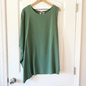 YOUNG FAB & BROKE Women’s One Shoulder Green Mini Dress Sz Small Boho - Picture 1 of 7