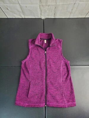 Exertek womens Med Vest Purple Full Zip Polyester Mock Neck 2 Pockets - Image 1 of 4