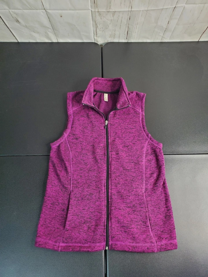 Exertek womens Med Vest Purple Full Zip Polyester Mock Neck 2 Pockets - Image 1 of 4