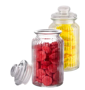 2x Bonbon-Gläser Bonboniere 1,3L mit Glas-Deckel Keksdosen Süßigkeiten Candy Bar - Bild 1 von 5