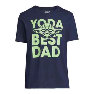 Star Wars Yoda Best Dad Apparel Herren Grafik T-Shirt, Blau Gr. L (42-44) - Bild 1 von 6