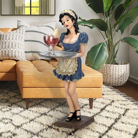 35" NOVELTY PARISIAN MAID SCULPTED STATUE WITH REMOVEABLE TRAY TABLE Cover