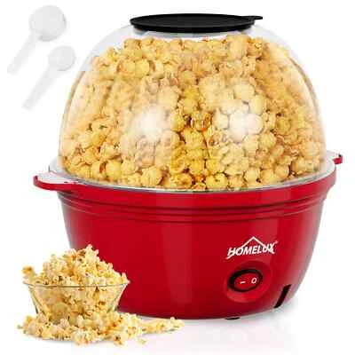 HOMELUX Popcornmaschine 450W Klein Popcorn Maker mit Antihaft Heizfläche Inkl. Löffel