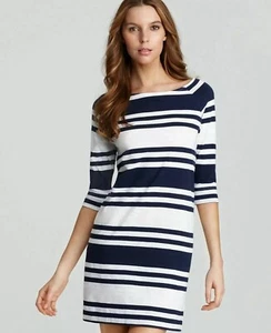 Lilly Pulitzer Cassie Mini Dress Navy Blue White Striped 100% Cotton Size XL - Picture 1 of 8