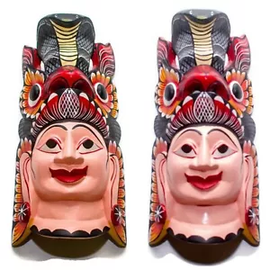 Maschera da donna serpente tradizionale tiki fatta a mano asiatica 12" decorazione da appendere a parete - Foto 1 di 7
