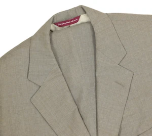 Men's 44 L Bespoke Beige Striped Super 100''s Wool Samuelsohn Of Canada Suit - Picture 1 of 22
