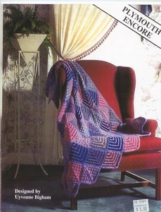 Plymouth Yarn Encore Pattern #EN01 -2 Afghans 1 Knit, 1 Crochet - Beginner, Easy - Picture 1 of 4