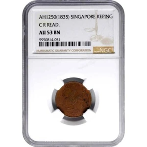 1835 Netherlands East Indies, CR Read Singapore Keping Merchant Token, NGC AU 53 - Picture 1 of 2