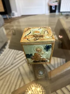 Scatola con coperchio tè e bigiotteria giapponese ceramica maiolica vintage - Foto 1 di 9
