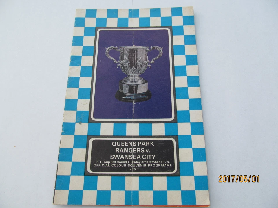 Football Programme, League Cup 3rd Rd, Queens Park Rangers v Swansea City, 1978. - Image 1 of 1