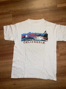 Vintage California 70s Surfing Art Tshirt Sz M - Picture 1 of 5