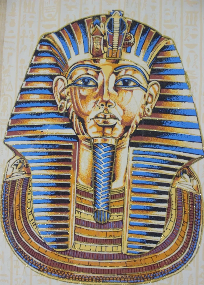 A rare luminous papyrus painting of Tutankhamun, large size - Image 1 of 4
