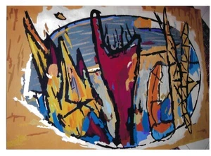 Pintura antigua Marcel Janco Creation du Monde fotografía original 5x7"" - Imagen 1 de 2