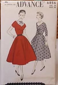 6856 Advance SEWING Pattern UNCUT misses 20 daytime dickey dress full skirt - Picture 1 of 2
