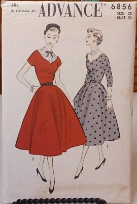 6856 Advance SEWING Pattern UNCUT misses 20 daytime dickey dress full skirt - Image 1 of 2