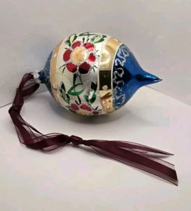 Merkur Glas Weihnachtsschmuck JUMBO6" POLEN SPITZ TROPFEN handbemalt Vintage - Bild 1 von 8