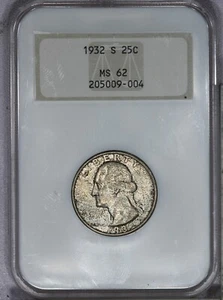 1932-S Washington Quarter 25c NGC MS62 Old No Line Holder - Super original! LB - Picture 1 of 2