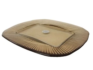 (28343) Tray Plate Presentation Glass Stripes Brown Small - Picture 1 of 1