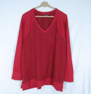 SUZANNE BETRO Minnie J BURGUNDY Mid-Weight CABLE KNIT V-Neck RAGLAN SWEATER 2X - Picture 1 of 5