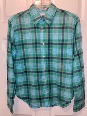 Cruel Girl Woman's Blue Green White Plaid Long Sleeve Blouse Size S Lk Nw - Image 1 of 4
