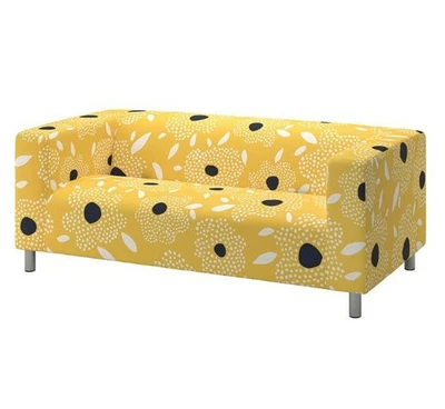 Ikea KLIPPAN Loveseat 2-Seat Sofa Cover, Tingetorp yellow/white/floral pattern - Image 1 of 4