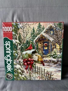 2017 Springbook Weihnachten Puzzle Cardinal Cottage 1000 Stck. Neu Urlaub 24 Zoll x 30 Zoll - Bild 1 von 5