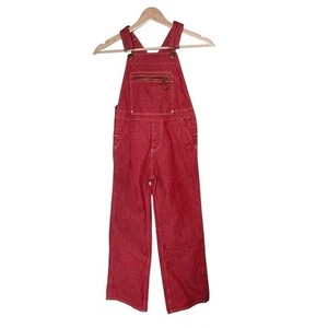 Misha & Puff Kids Red Denim Zip Overall Jeans Size 5 Casual Organic Play Date - Picture 1 of 16