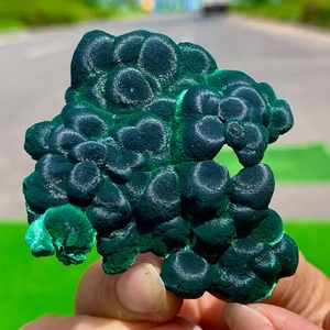 52G Natural glossy malachite cat eye transparent cluster rough mineral Sample - Picture 1 of 23