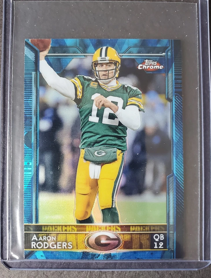 Aaron Rodgers Blue Prizm 2015 Topps Chrome MINI Football - Image 1 of 1