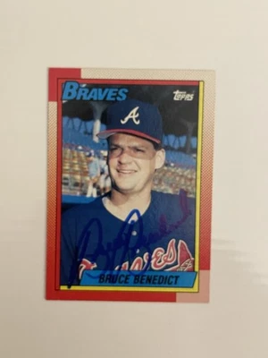 Bruce Benedict SIGNED 1990 Topps #583 IP AUTO Atlanta Braves - Image 1 of 2