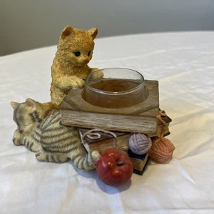 Westland Giftware Kätzchen Bücher Garn Teelicht Windlicht Vintage Kerzenhalter Katze - Bild 1 von 5