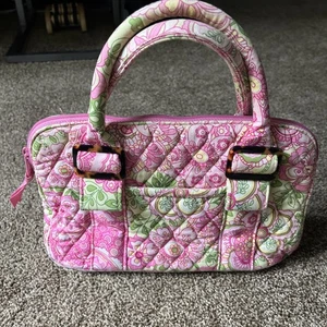 Vera Bradley pink and green paisley small satchel - Picture 1 of 9