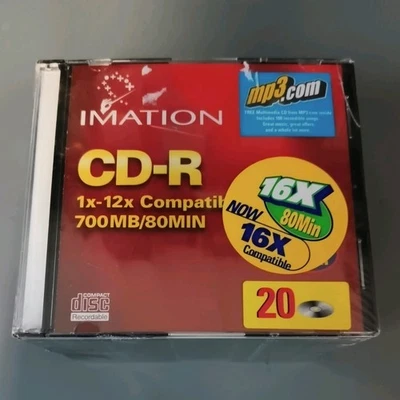 20 Pack Imation CD-R Slim-Case 16x 80min 700MB 1x-12x Compatible Recordable Disc - Image 1 of 4