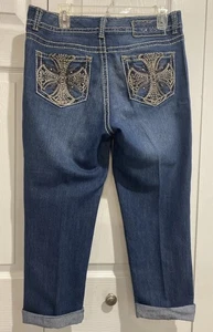 Code Bleu Annette Size 10 Embellished Bootcut Denim Jeans - Picture 1 of 9