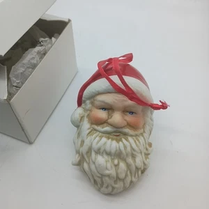 #AA)Vtg. Porzellan Weihnachtsmann Kopf Weihnachtsschmuck Loch Hintergrundbeleuchtung/Wandbehang - Bild 1 von 2