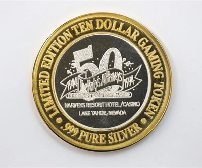 Harvey's Hotel & Casino $10 Gaming Token Silver Strike 50th Anniversary - Image 1 of 4