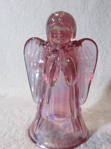 Vintage Fenton Pink Iridescent Glass Praying Angel - Picture 1 of 7