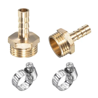 Ottone Tubo Dentellato Raccordo Dritto 8mmxG1/2 Maschio Filettatura 2pz - Immagine 1 di 4