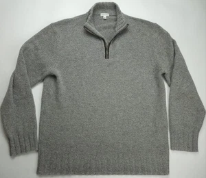 Large Garnet Hill Cashmere mens Beige Knit  1/4 zip pullover Sweater - Picture 1 of 6