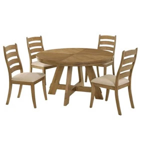Coaster Danvers 5-piece Round Wood Dining Table Set Brown and Latte - Picture 1 of 13